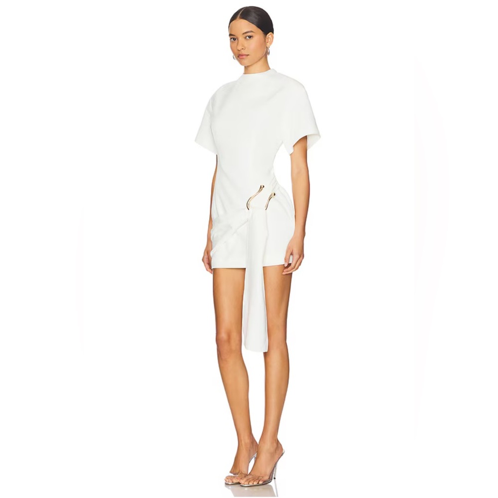 Lioness White Mini Dress with Gold Accents